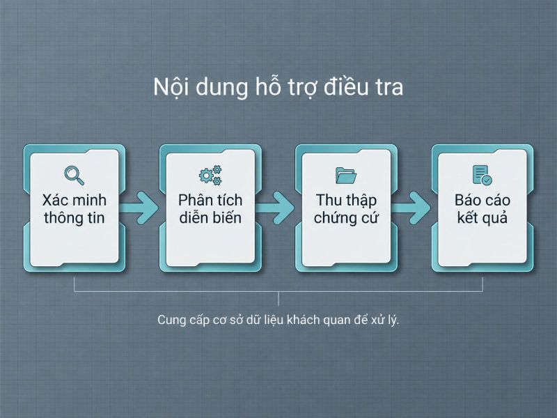 Dịch vụ thám tử điều tra trộm cắp ở công ty uy tín, nhanh 4 Các hạng mục điều tra cung cấp cơ sở dữ liệu để doanh nghiệp ra quyết định chuẩn xác.
