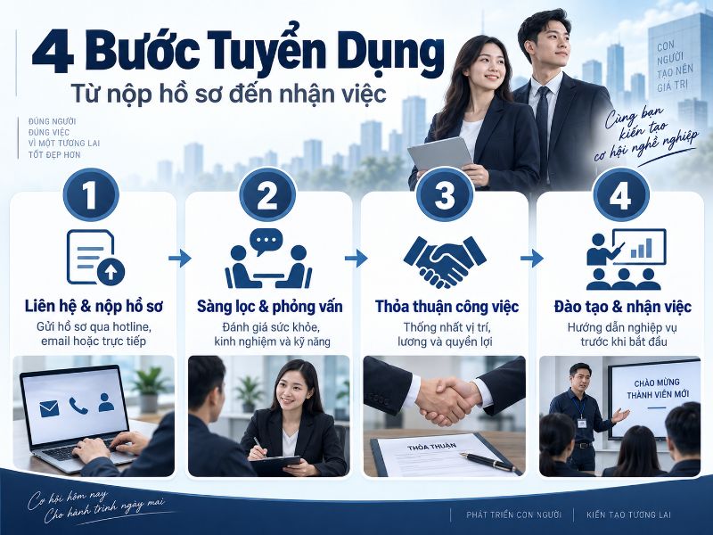 Tuyển Thám Tử 2026 – Tìm Việc Làm Thám Tử Lương Cao Tại KBC 6 Quy trình tuyển dụng và đào tạo tại Thám tử KBC diễn ra minh bạch, rõ ràng, giúp ứng viên nhanh chóng nắm bắt công việc.