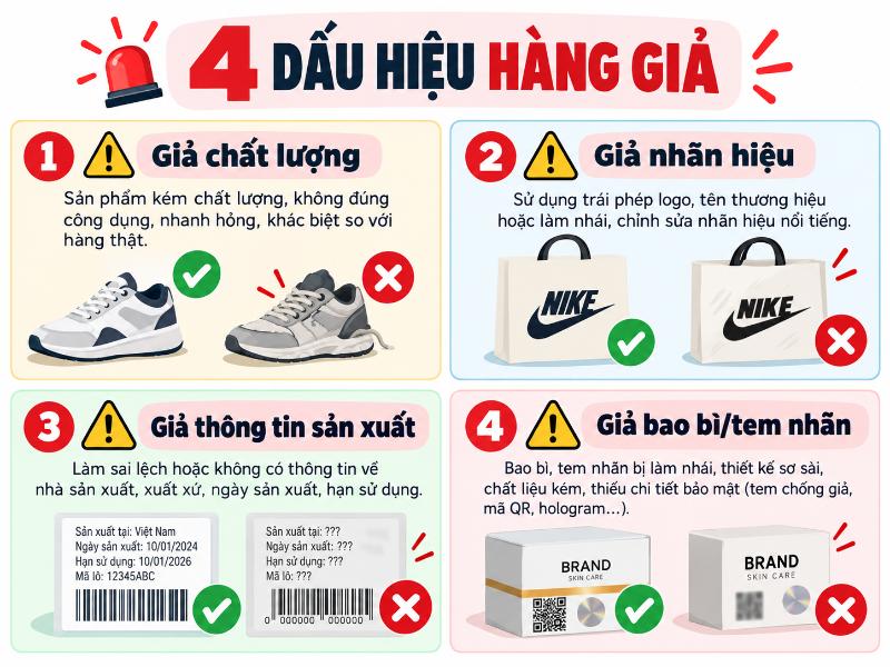 Xác Minh Thông Tin Hàng Giả, Hàng Nhái Uy Tín, Chính Xác 2 Hàng giả vi phạm nghiêm trọng các tiêu chí pháp lý về chất lượng và nhãn hiệu bảo hộ.